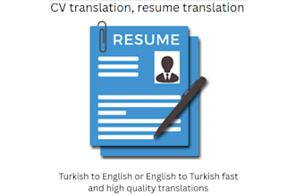 cv translation english to turkish or turkish to english