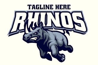 design good looking rhino mascot logo in vintage style