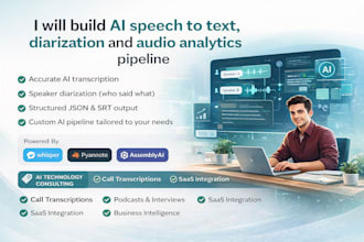 ai speech to text, diarization and audio analytics pipeline