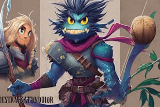 do fantasy illustration monster character