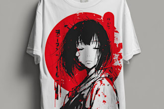 create japanese illustration for t shirt design