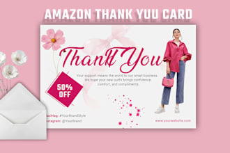 design custom amazon thank you card for clothing or  small businesses