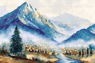 draw a watercolor landscape illustration