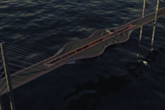 create 3d bridge design, 3d track road 3d sport track