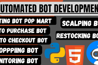 develop auto purchase bot, shopping bot, pokemon bot, popmart bot