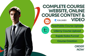 do online course content, upload video courses, build kajabi course website