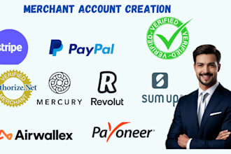 do merchant account creation, paypal business, stripe express, revolut,mercury