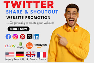 shoutout, promote website link to 200m USA, UK, twitter, ig, fb, tiktok audience
