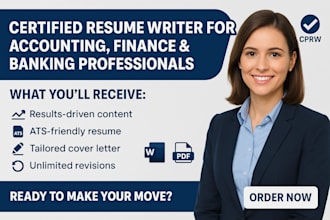write finance banking accounting resume and cover letter within 12 hours