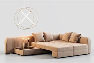 do rendering of 3d photorealistic model for furniture product and gadget design
