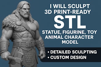 sculpt 3d print ready stl , statue, figurine, toy, and 3d animal model