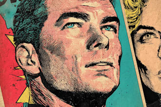 draw a vintage cartoon comic book poster portrait style