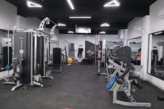 design 3d gym interior design, lightning design with render