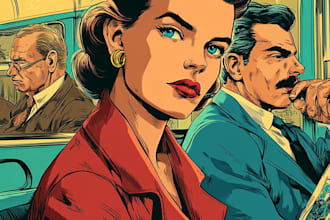 draw retro illustrations in a vintage comic book style