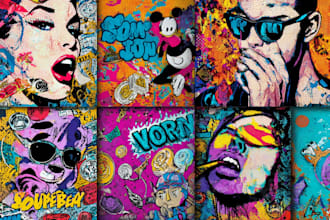create graffiti street art pop art of any picture