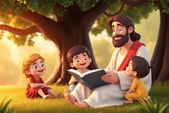 do christian children book illustration, kids bible illustration