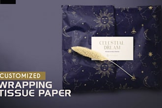 design custom wrapping tissue paper, insert cards, and tags
