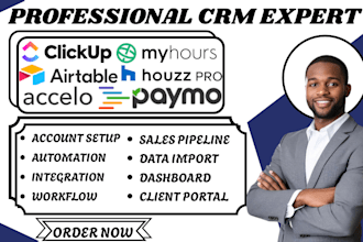 do project management crm clickup airtable accelo paymo houzz pro my hours