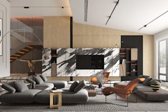 revamp 3d interior living space,cabinet,cgi idk rendering ,wallpanel vray decor