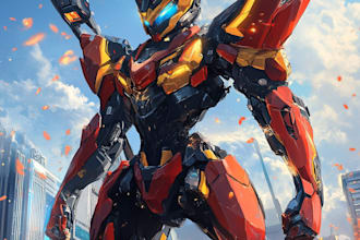 create gundam, transformer, robot, armor, and mecha, concept