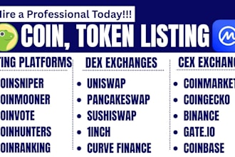 fast track your coin token ico listing on coinmarketcap coingecko professionally