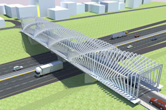 realistic 3d bridge design, 3d road design, construction design, water control