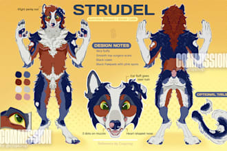 draw a detailed furry reference sheet of your fursona