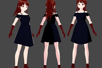 design and rigging vtuber model, vroid, vrchat,mmd live2d anime style for stream