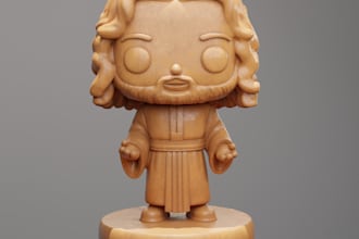 turn 2d art to 3d, custom toy design, funko pop style, chibi model, mascot, pet