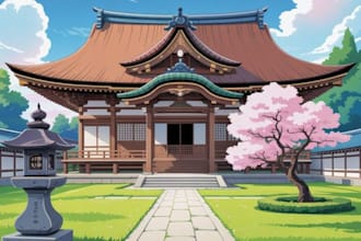 draw anime background art and animation for vtuber stream visiual novel and game