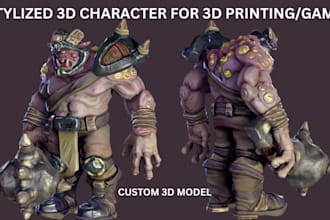 sculpt 3d character model, action figure,3d toy figure rendering for 3d printing