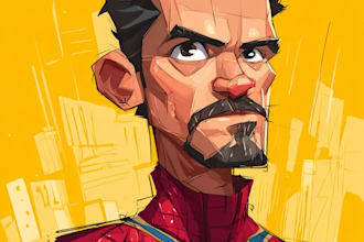draw illustration caricature superhero