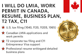 do lmia , work permit in canada, resume, business plan, t2 tax, c11