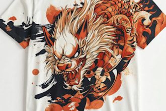 draw japanese illustration for t shirt
