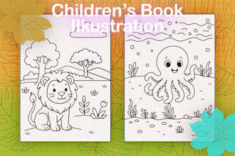 draw a coloring book page illustration for children and kids