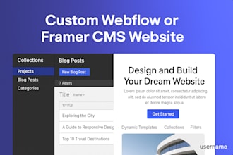 design or fix a responsive framer webflow site with cms, filters and templates