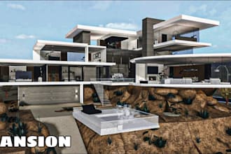 build a custom house or luxury mansion in roblox bloxburg