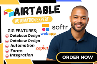 setup airtable database design, airtable automation airtable interface, softr