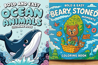 create bold and easy coloring book, kids coloring for book for your amazon kdp