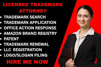be your licensed trademark attorney for your patent, uspto trademark application
