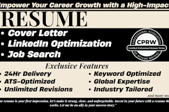 deliver a job winning ats optimized resume, to secure interviews