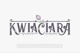 design hand drawn floral logo for your kwiaciarnia or flower shop