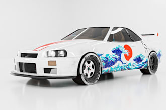 redesign 3d real time car design, game asset,widebody kits, pbr texture, blender