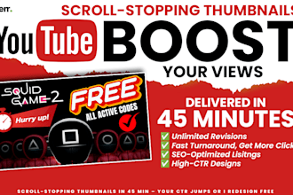 design viral clickbait amazing youtube thumbnail in 45min