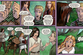 design graphic novel pages storyboard comic illustration or webtoon layout