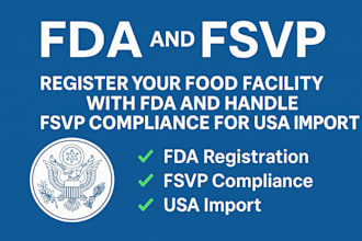 register your food facility with fda and handle fsvp compliance for USA import