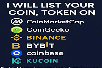 list your coin, token on coinmarketcap coingecko binance bybit coinbase kucoin