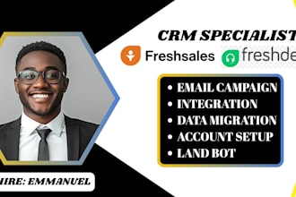 setup zendesk, freshdesk, freshsales, gorgias CRM, landbot chatbot and ai agent