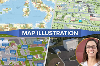 design custom event maps, 2d and isometric vector illustrations