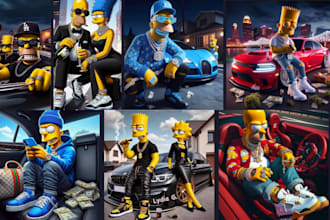 draw yellow cartoon simpson style cover art for album ep mixtape or single